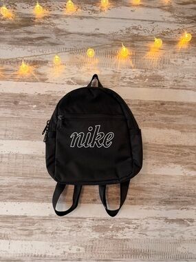 Nike Black Mini Backpack with White Script Logo